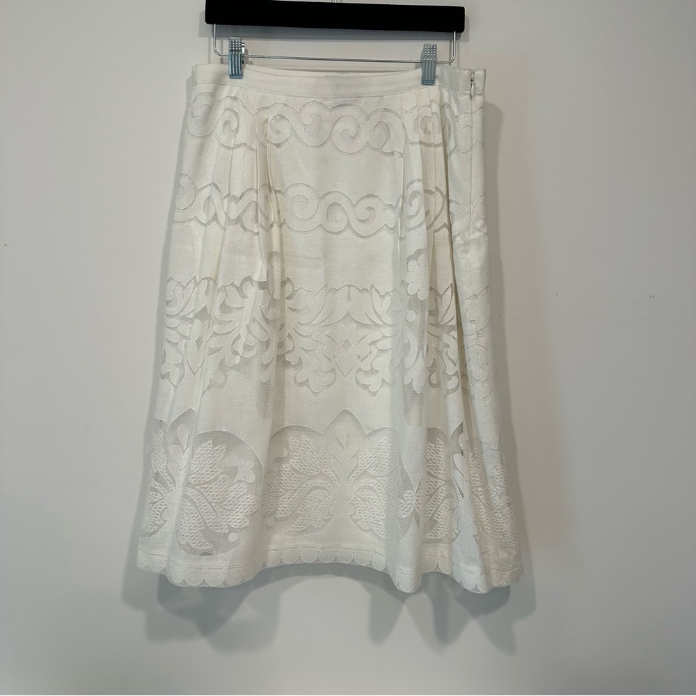 J. Crew Winter White/Cream A-Line mid-calf Lace skirt